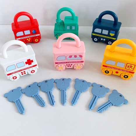 Дитяча логічна гра "Замочки "Веселий транспорт"