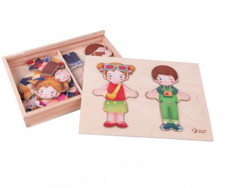 Дерев'яна розвиваюча гра Одягалка Хлопчик - Дівчинка, Classic World