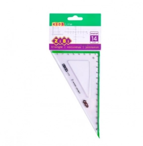 Трикутник (косинець) Zibi 5622-15 з салатовою смужкою 14см, 90°/60°