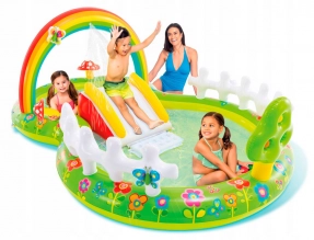 Надувний ігровий центр - басейн з фонтаном, надувними іграшками та гіркою Intex  Мій сад 57154