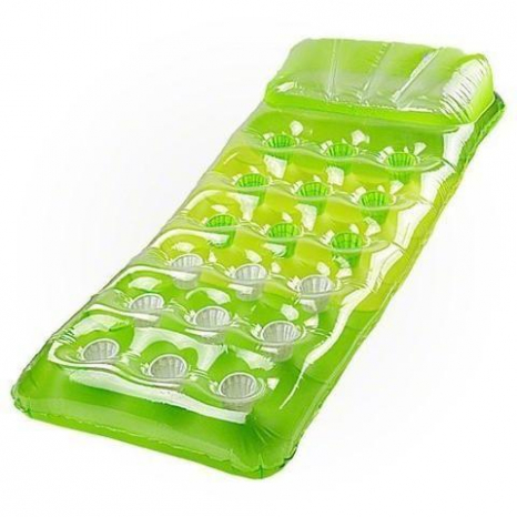Матрац надувний вініловий з підголовником зелений 58890