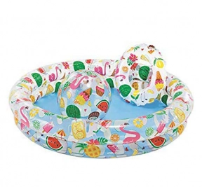 Бассейн детский надувной с набором (круг + мяч) Коктейль, Intex 59460 NP 