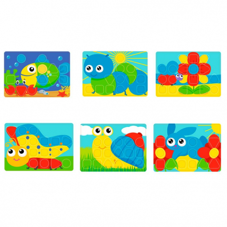 Мозаїка для малюків із трафаретами та великими фішками Технок 6047