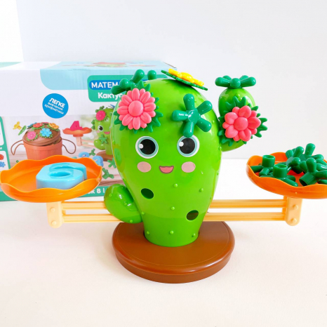 Гра-балансир, математичні ваги "Кактус" цифри 1-10, квіти, годинник