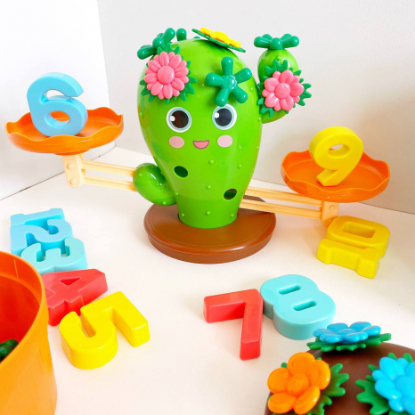 Гра-балансир, математичні ваги "Кактус" цифри 1-10, квіти, годинник