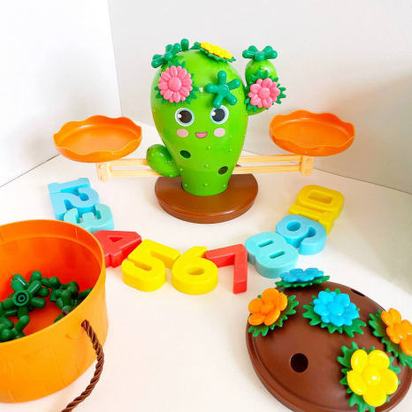 Гра-балансир, математичні ваги "Кактус" цифри 1-10, квіти, годинник