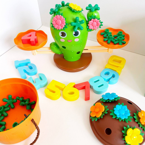 Гра-балансир, математичні ваги "Кактус" цифри 1-10, квіти, годинник