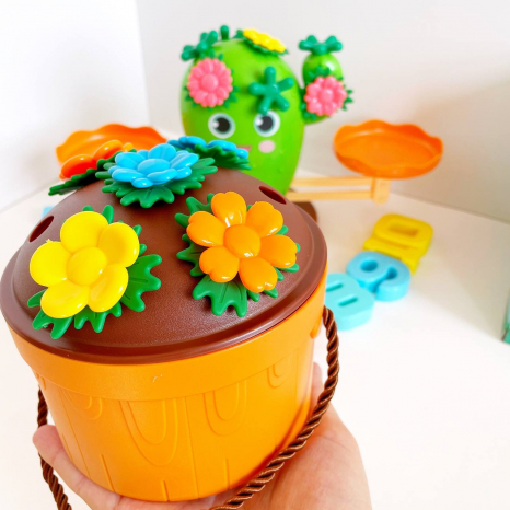 Гра-балансир, математичні ваги "Кактус" цифри 1-10, квіти, годинник