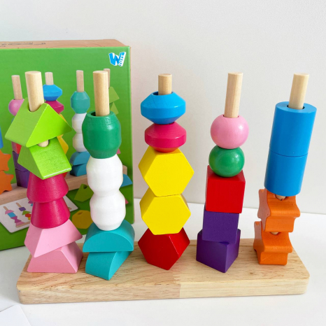 Логічна гра C 61445 WToys, пірамідка, шнурівка, 8 двосторонніх карток із завданнями, в коробці