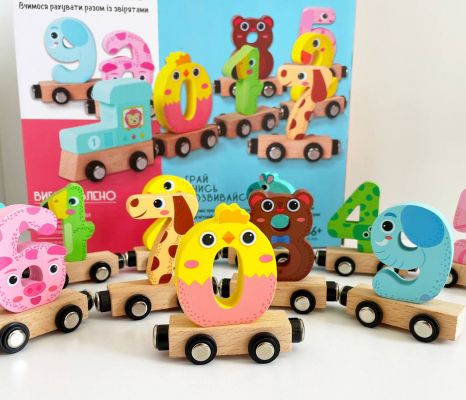 Дерев'яна іграшка Потяг цифри магнітний