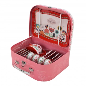 Посуд для девочек  арт. 620-D2 (72шт/2)   чайний набір, метал валіза 