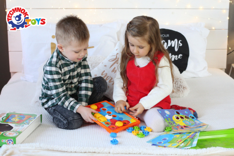 Детская мозаика с крупными деталями и трафаретами, 6269 Технок