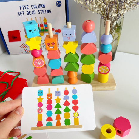 Дерев'яна пірамідка, шнурівка з картками завданнями C 62753