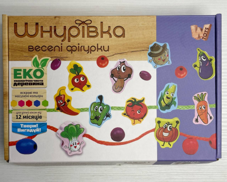 Дитяча дерев'яна шнурівка Овочі, 63732