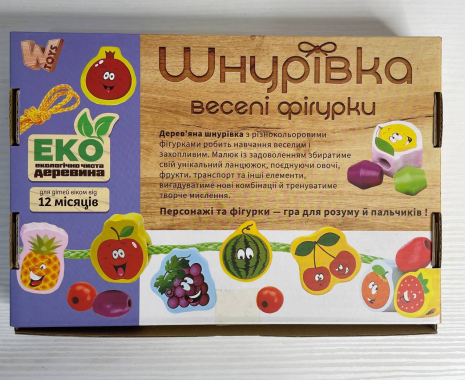 Дитяча дерев'яна шнурівка Фрукти, 63732
