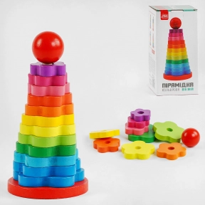 Деревянная пирамидка Радуга, Fun Game, 63966