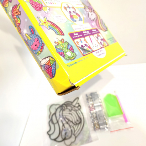 УЦІНКА!!! Алмазна мозаїка 12 наліпок, 2 прикраси на вікно, тарілочка, стилус C 64078