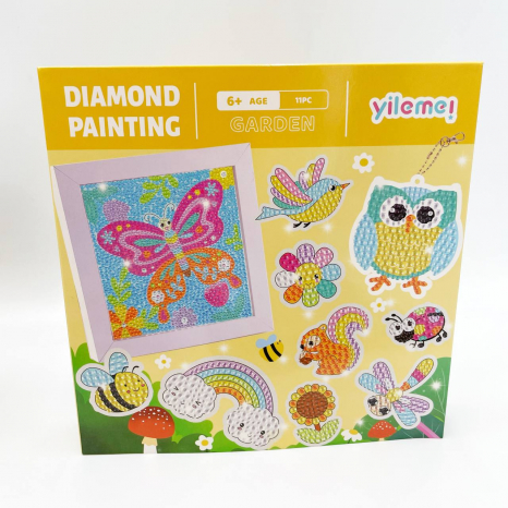 Набір для творчості алмазна мозаїка Сад з картиною рамкою, наліпки, 2 брелоки C 64274