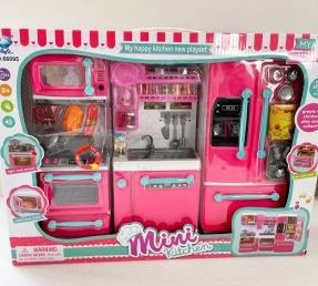 Игрушечный набор кухонный: плита, холодильник и мойка, свето-звук 66095