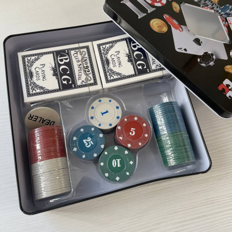 Набір для гри в покер у металевій коробці 100 фішок 6619Н