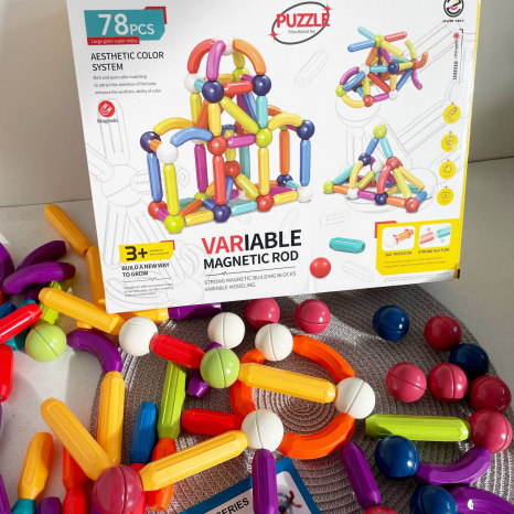Конструктор магнітний з паличок та кульок 78 деталей 6629 A