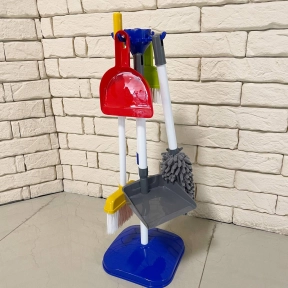 Дитячий набір для прибирання 9 елементів, підставка, мітла, щітки 667-75