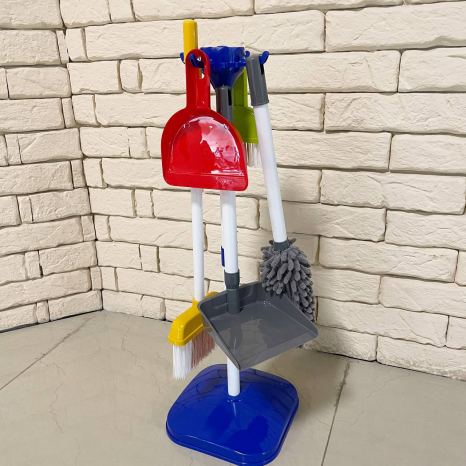 Дитячий набір для прибирання 9 елементів, підставка, мітла, щітки 667-75