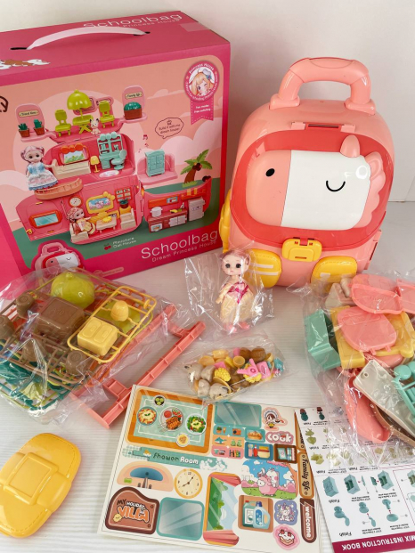 Будиночок-рюкзачок з лялькою,улюбленцями, меблі, з світловими-звуковими ефектами, підсвічування, 6673