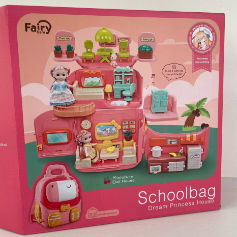 Будиночок-рюкзачок з лялькою,улюбленцями, меблі, з світловими-звуковими ефектами, підсвічування, 6673
