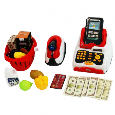 Дитячий ігровий касовий апарат: 18 елементів, сканер, термінал, звук та світло
