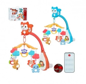 Карусель на кроватку мобиль на кровать,белка,подвески(животные),проектором.,2цвета,муз.,бат.,668-38N