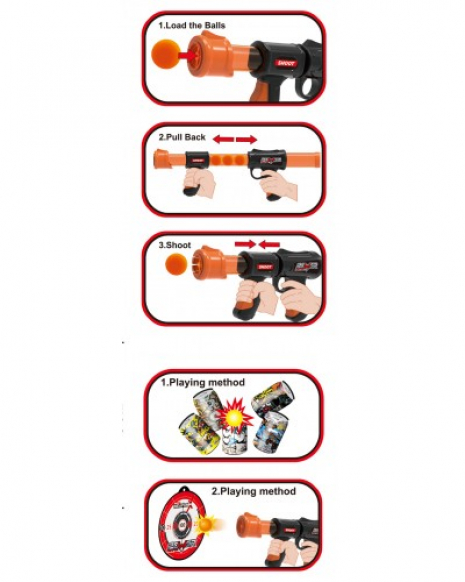 Іграшковий пістолет, стріляє м'якими м'ячиками з мішенями