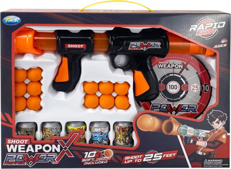 Іграшковий пістолет, стріляє м'якими м'ячиками з мішенями