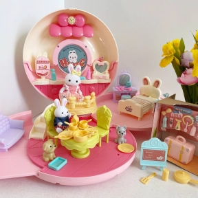 Іграшковий будиночок - пончик трансформер з меблями, посудом та флоксовими зайчиками