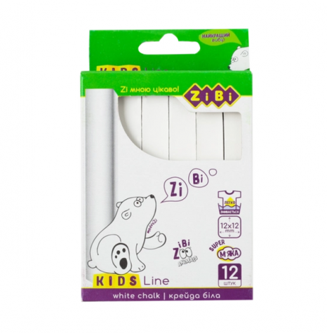 Крейда біла квадратна 12шт KIDS Line, ZiBi, 6703-12