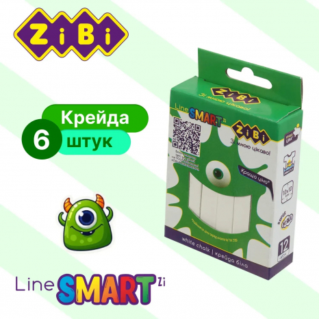 Мел белый 12шт квадратный SMART Line ZiBi 6705-12