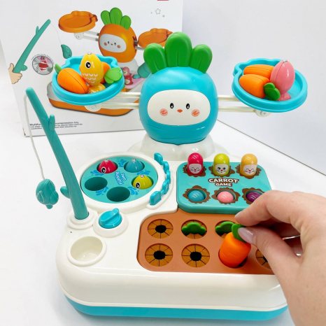 Багатофункціональна іграшка: стукалка, магнітна рибалка, балансир, гра висмикну моркву 688-80