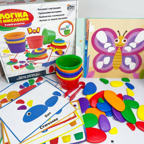 Игра - сортер с камешками, ведерками, пинцетом Логика и мышление 69481 4FUN Game Club