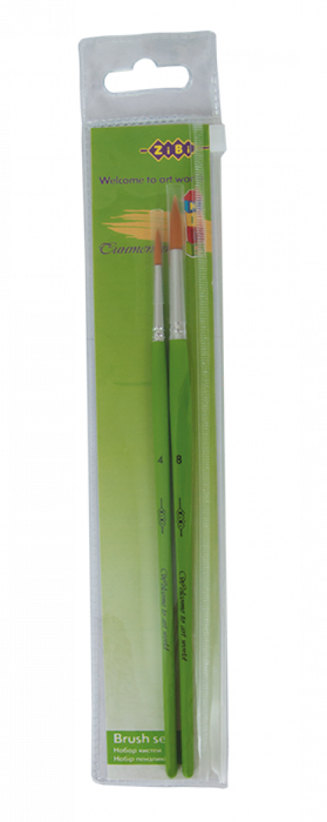 Набір пензликів "Kids" для садочка: синтетика круглий (4,8) 2шт в пеналі Zibi 6950