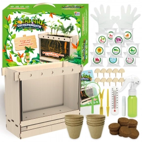 Ботанические эксперименты грунт, бокс, перчатки, клей, садовые инструменты, термометр, таблички, сем