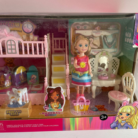 Меблі для ляльки Sparkle Bella спальня, лялька 14 см, з улюбленцем, 7028