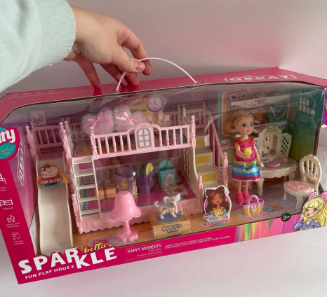Меблі для ляльки Sparkle Bella спальня, лялька 14 см, з улюбленцем, 7028