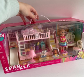 Меблі для ляльки Sparkle Bella спальня, лялька 14 см, з улюбленцем, 7028