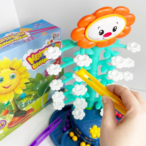 Динамічна дитяча настільна гра з кульками та пінцетом Квіткові викрутаси 70290