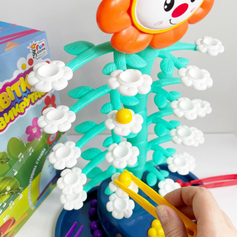 Динамічна дитяча настільна гра з кульками та пінцетом Квіткові викрутаси 70290