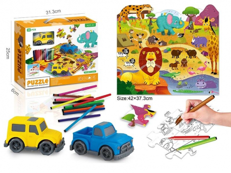 Двухсторонний пазл "Сафари" с фломастистерами 7077-105