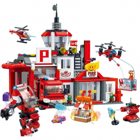 Конструктор "БанБао CITY" (1081 дет.) Команда пожарных / Banbao. 7130