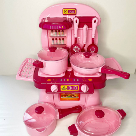 Набір посуду з плитою "Cooking Plate with dishes" 10 предметів, в рожевій коробці 71788 Юніка