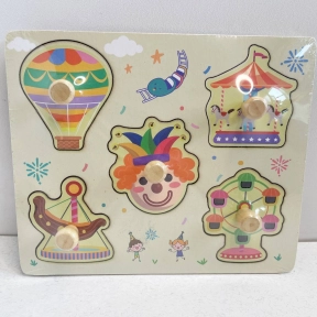 Дерев'яні пазли-вкладиші з ручками "Парк атракціонів", А5, 73250