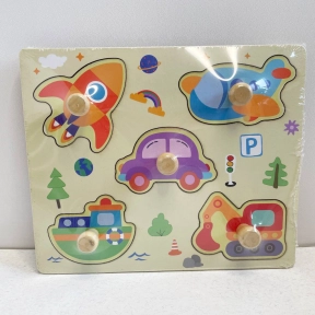 Дерев'яні пазли-вкладиші з ручками "Транспорт", А5, 73250